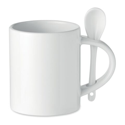 Ceramic mug and spoon 300 ml white | Without Branding | not available | not available