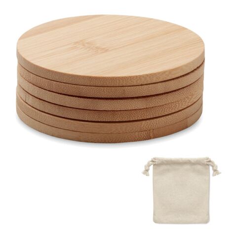 Set of 6 bamboo coasters wood | Without Branding | not available | not available | not available