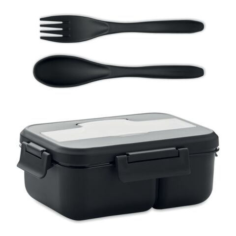 Lunch box with cutlery in PP black | Without Branding | not available | not available | not available