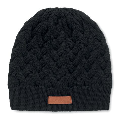 Cable knit beanie in RPET black | Without Branding | not available | not available