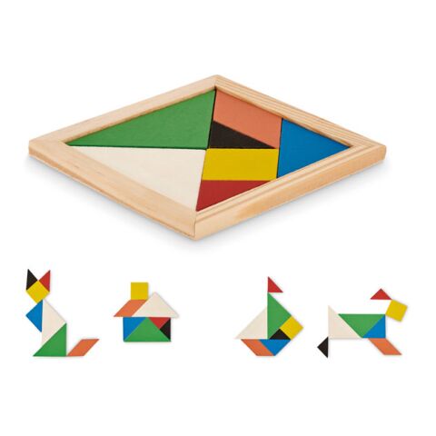 Tangram puzzle in wood