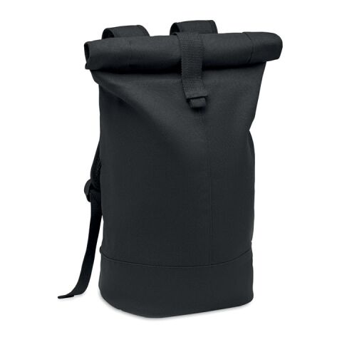 Rolltop washed canvas backpack black | Without Branding | not available | not available | not available