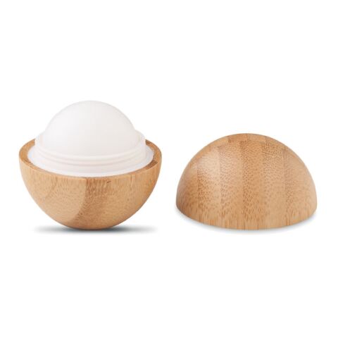 Lip balm in round bamboo case wood | Without Branding | not available | not available