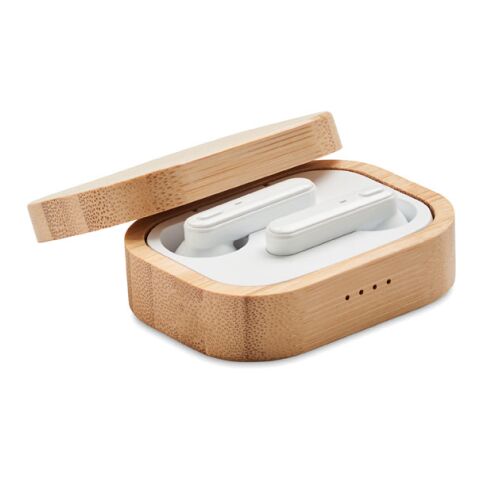 TWS earbuds in bamboo case wood | Without Branding | not available | not available | not available