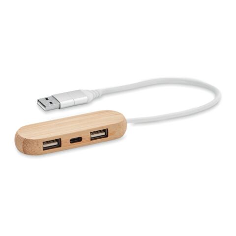 3 port USB hub with dual input wood | Without Branding | not available | not available | not available