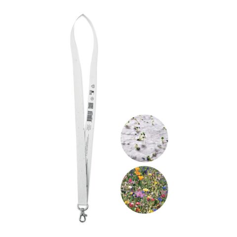 Seed paper lanyard with hook white | Without Branding | not available | not available | not available