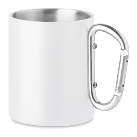 Metal mug and carabiner handle 300 ml white | Without Branding | not available | not available | not available