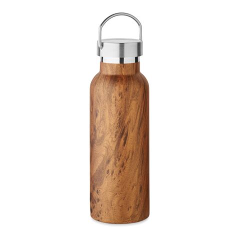 Wooden double wall insulated bottle 500ml brown | Without Branding | not available | not available | not available