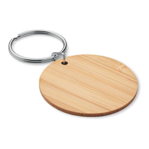 Round bamboo key ring