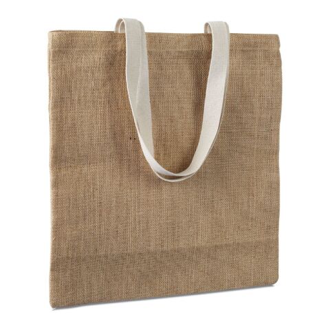 Jute shopping bag with cotton handles beige | Without Branding | not available | not available | not available