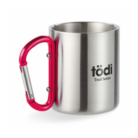 Metal mug and carabiner handle 220 ml red | No Branding | not available | not available | not available