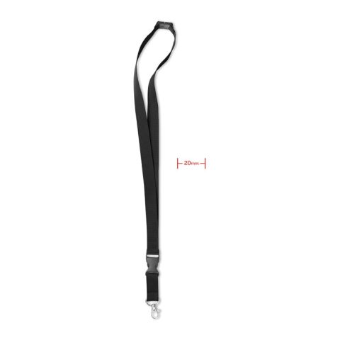Lanyard with metal hook 20 mm black | Without Branding | not available | not available | not available