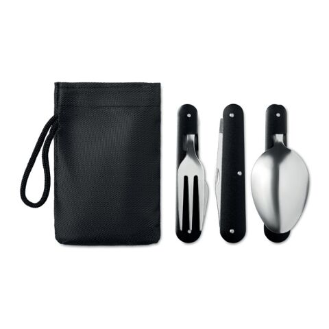 3-piece foldable camping utensils set black | Without Branding | not available | not available | not available