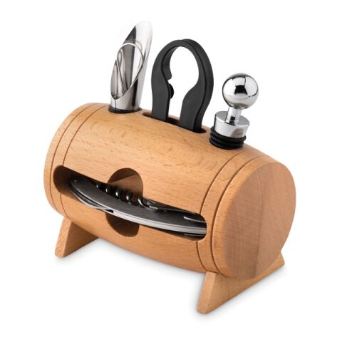 4 pcs wine set in wooden stand wood | Without Branding | not available | not available