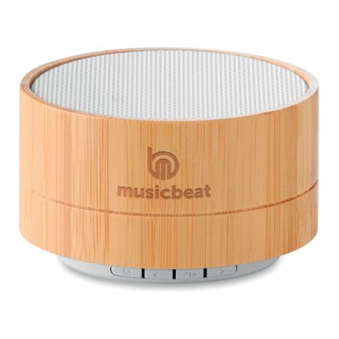 Round 3W bamboo wireless speaker white | No Branding | not available | not available | not available