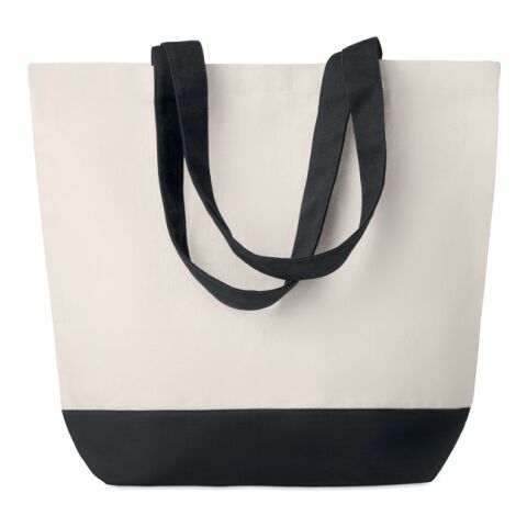 Canvas beach bag with coloured bottom 280gr/m2 black | Without Branding | not available | not available | not available