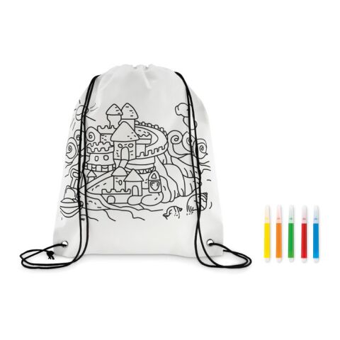 Non woven kids bag with markers white | Without Branding | not available | not available | not available