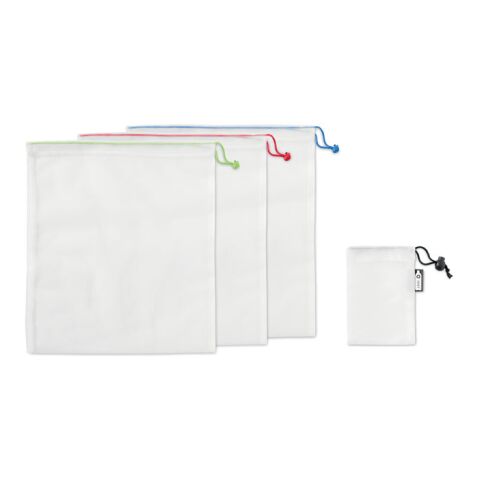 Set of 3 RPET mesh food bags white | Without Branding | not available | not available | not available
