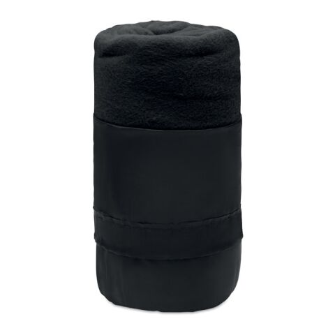RPET fleece travel blanket in pouch black | Without Branding | not available | not available | not available