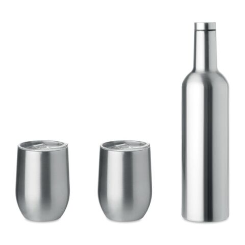 Double walled bottle &amp; mug set matt silver | Without Branding | not available | not available | not available