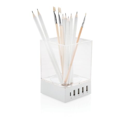 Pen holder USB charger white | No Branding | not available | not available