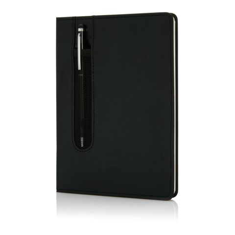 Standard hardcover PU A5 notebook with stylus pen black | No Branding | not available | not available