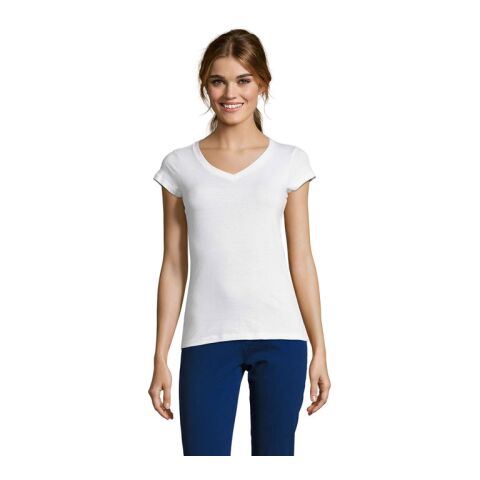 MOON WOMEN&#039;S V-NECK T-SHIRT White | S | 1-color Screen Print | ARM RIGHT | 60 mm x 50 mm | not available