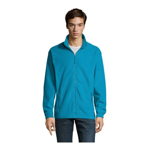 NORTH Zipped Fleece Jacket Aqua | M | 1-color Embroidery | ARM LEFT | 50 mm x 50 mm | 40