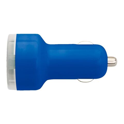 Plastic car power adapter with two USB ports cobalt blue | No Branding | not available | not available