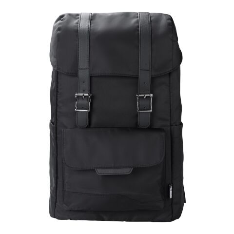 RPET (290T) polyester twill flap backpack Marlowe black | No Branding | not available | not available