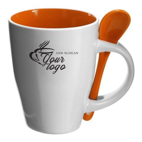Ceramic mug with spoon Eduardo yellow | No Branding | not available | not available