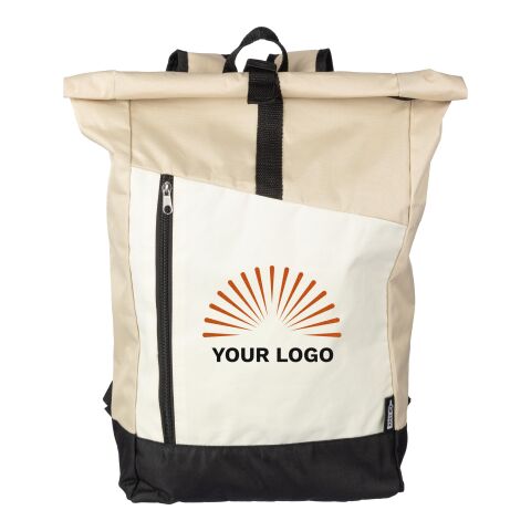 rPET (600D) roll-top backpack Marlene beige | No Branding | not available | not available