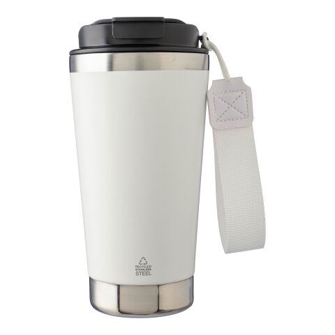 Recycled stainless steel double-walled drinking mug 500 ml Kayla white | No Branding | not available | not available