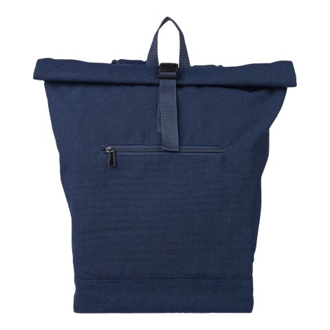 Recycled polycotton (330 gsm) rolltop backpack Thaddeus blue | No Branding | not available | not available
