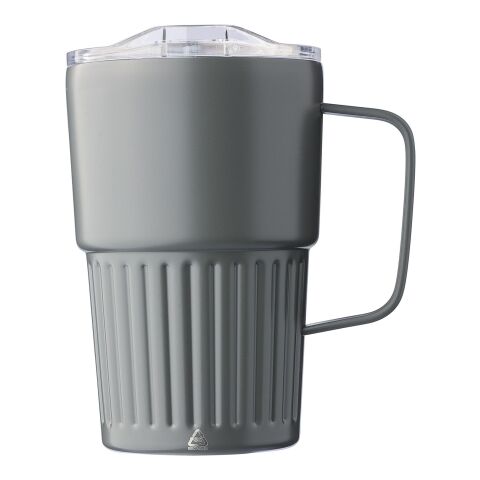 Recycled stainless steel double-walled travel mug (450 ml) Calo grey | No Branding | not available | not available