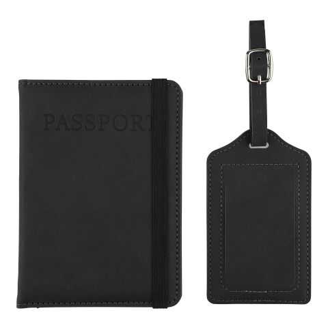 Recycled PU passport holder and luggage label Zani black | No Branding
