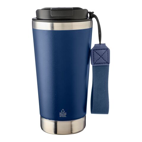 Recycled stainless steel double-walled drinking mug 500 ml Kayla blue | No Branding | not available | not available