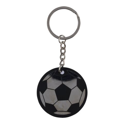 Recycled stainless steel soccer ball keychain Ciro black | No Branding