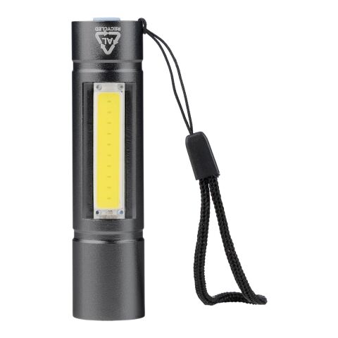 Recycled aluminium COB flashlight Sami black | No Branding