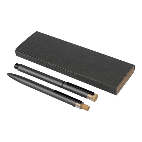 Recycled aluminium lacquered pen set Ilaria grey | No Branding