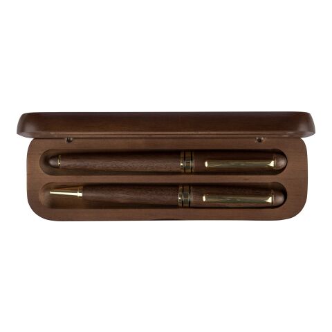 Walnut wooden pen set Adelina brown | No Branding