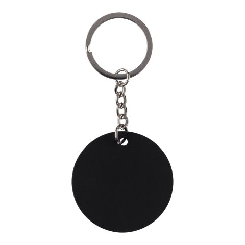 Recycled stainless steel round keychain Risa black | No Branding