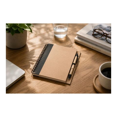Wire bound notebook with ballpen. Stella