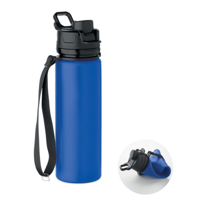 Corporate Gift Sports Bottle Foldable โ royal blue โ with custom logo print 500ml leak-proof BPA-free custom water bottle