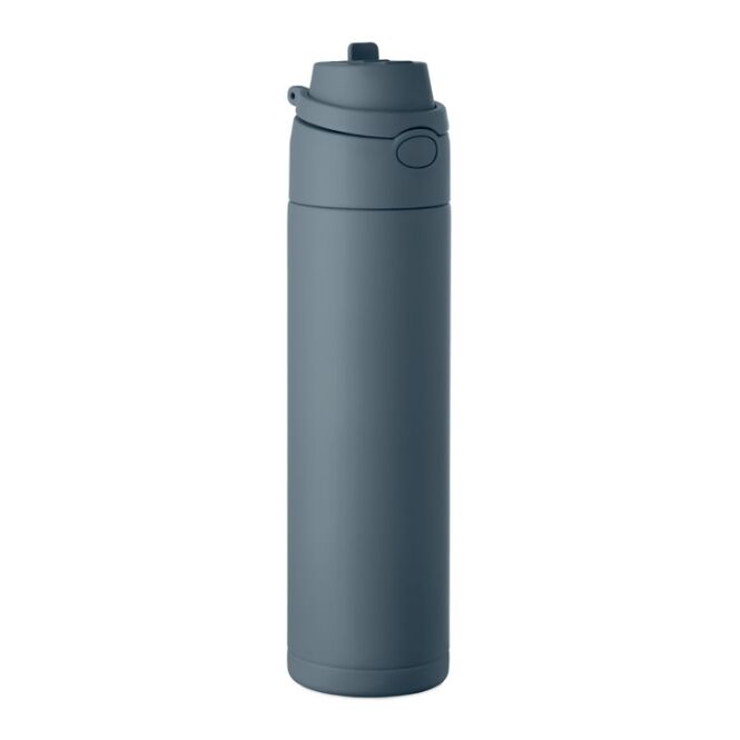 Corporate Gift Stainless Steel Bottle โ petrol โ with laser engraving 650ml recycled double-walled leak-proof lid branded drink bottle