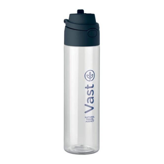 Corporate Gift Sports Bottle RPET โ navy blue โ with custom logo print 700ml leak-proof lid rpet eco-friendly printed drink bottle