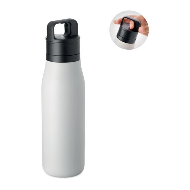 Promotional Product Insulated Water Bottle – white – with laser engraving 500ml vacuum insulated recycled custom drink bottle