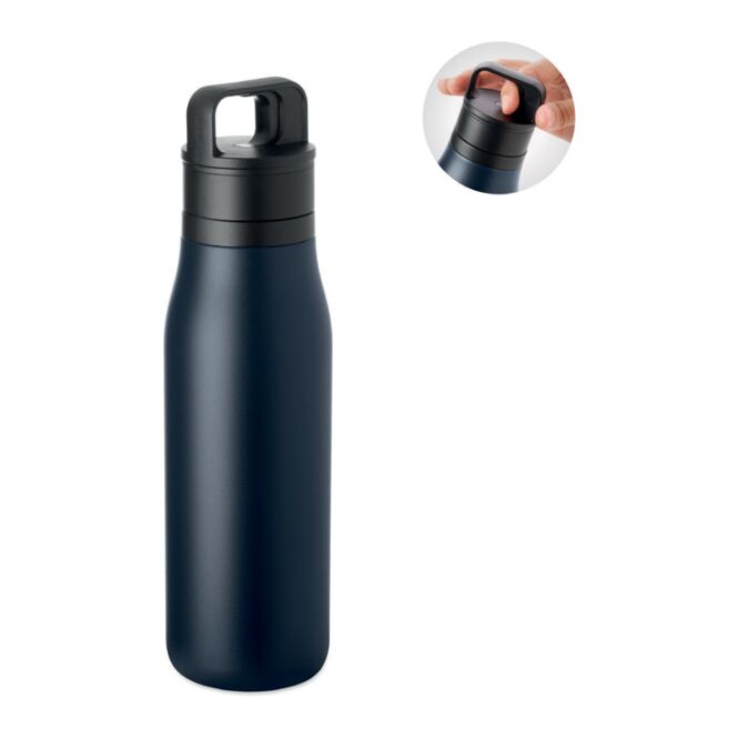 Corporate Gift Insulated Water Bottle – navy blue – with laser engraving 500ml recycled stainless steel vacuum insulated logo merch