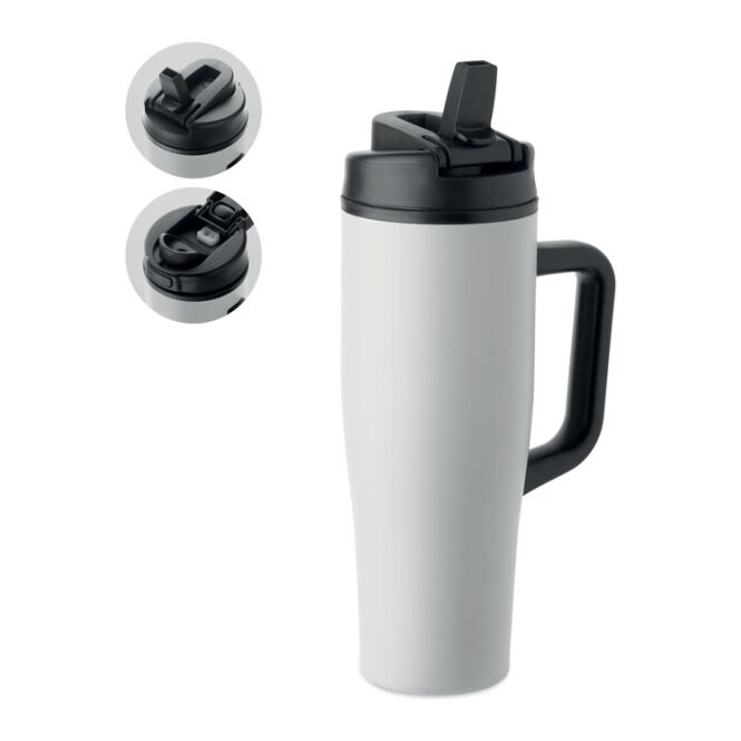 Promotional Product Thermal Mug 900ml – white – with custom logo print, recycled stainless steel, vacuum insulated, branded mug