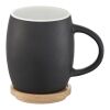 Hearth 400 ml ceramic mug with wooden coaster Standard | Solid black-White | not available | No Branding | not available | not available